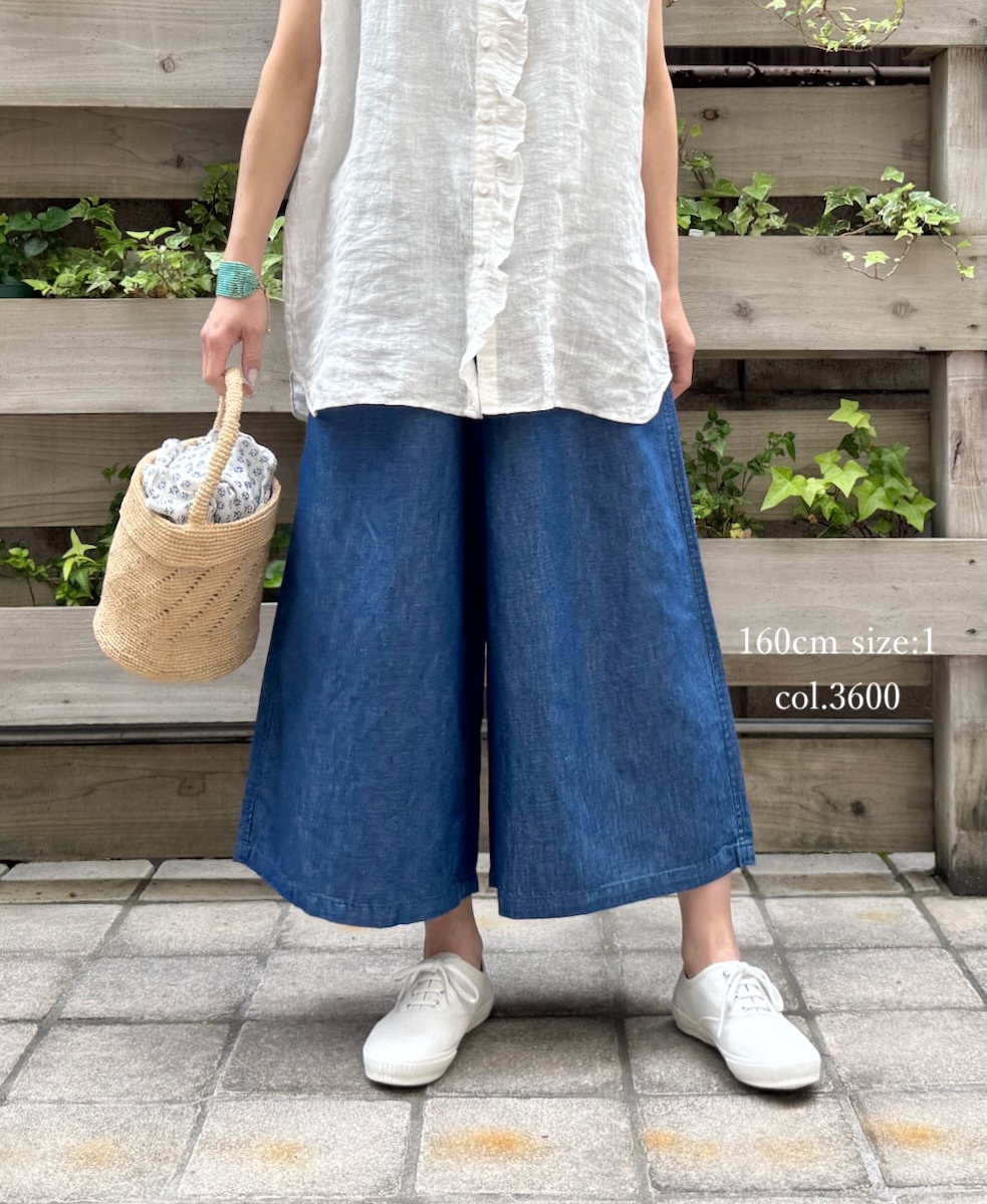 GNMDS2062CL (パンツ) 5.1oz WASHED COTTON / LINEN DENIM WIDE EASY PANTS