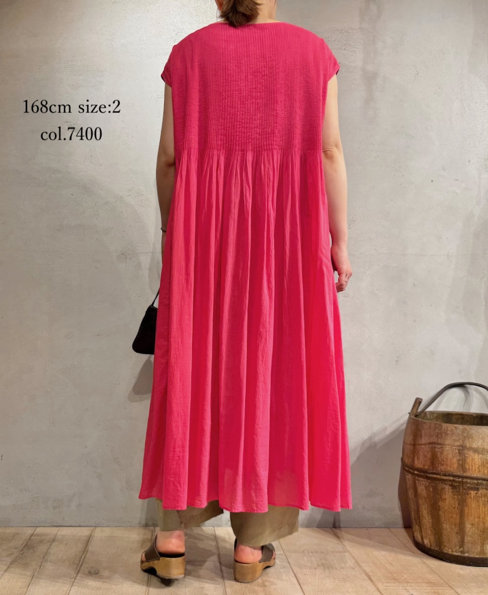 ●NMDS25312(ワンピース) 80s ORGANIC COTTON VOILE PLAIN MINI PINTUCK F/SL DRESS WITH LINING