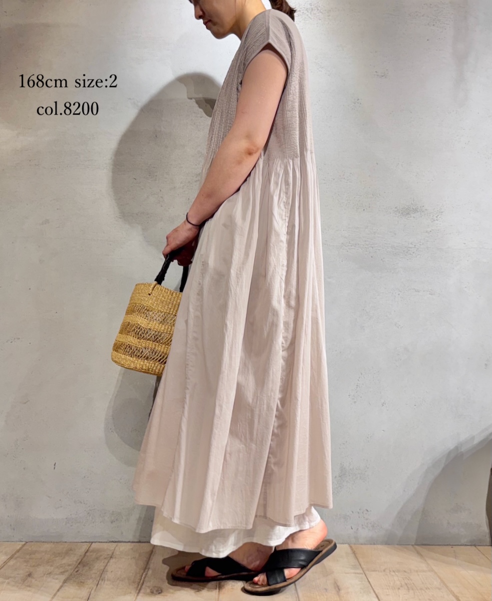 ●NMDS25312(ワンピース) 80s ORGANIC COTTON VOILE PLAIN MINI PINTUCK F/SL DRESS WITH LINING