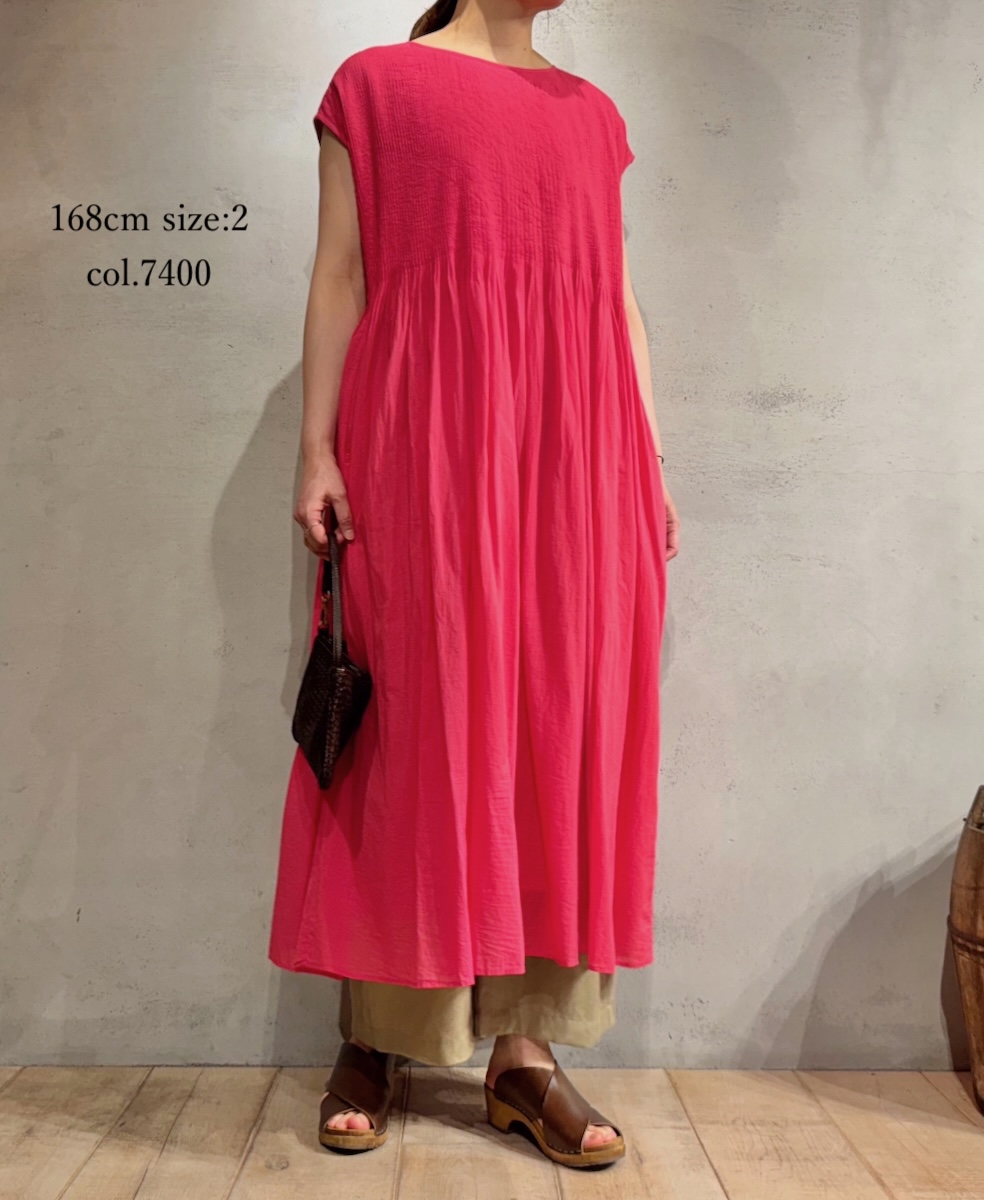 ●NMDS25312(ワンピース) 80s ORGANIC COTTON VOILE PLAIN MINI PINTUCK F/SL DRESS WITH LINING