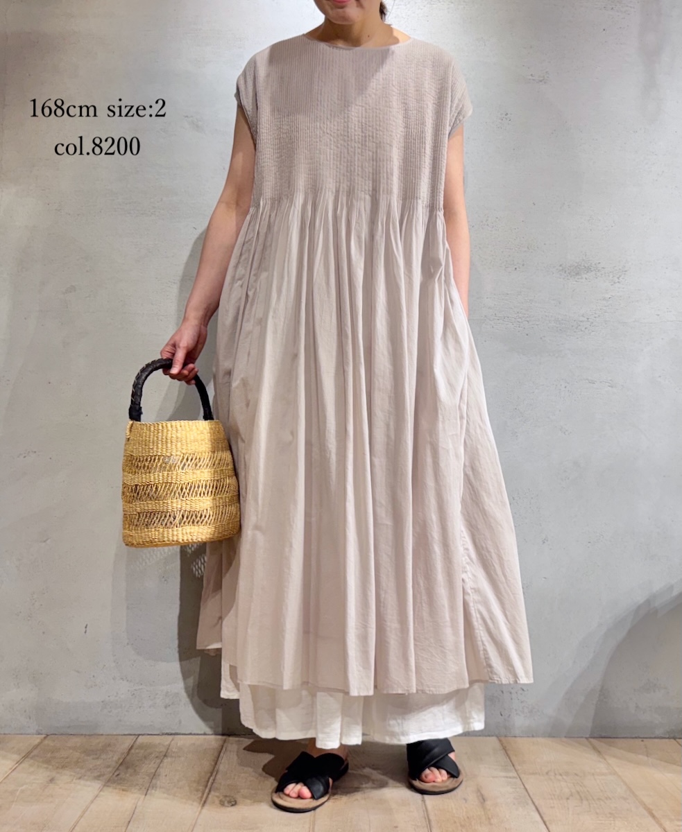 ●NMDS25312(ワンピース) 80s ORGANIC COTTON VOILE PLAIN MINI PINTUCK F/SL DRESS WITH LINING