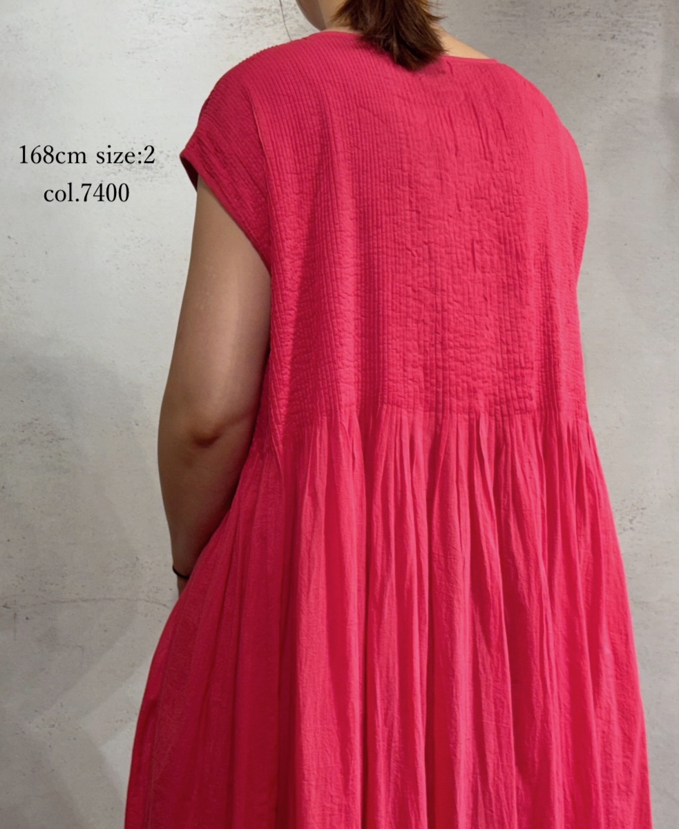●NMDS25312(ワンピース) 80s ORGANIC COTTON VOILE PLAIN MINI PINTUCK F/SL DRESS WITH LINING