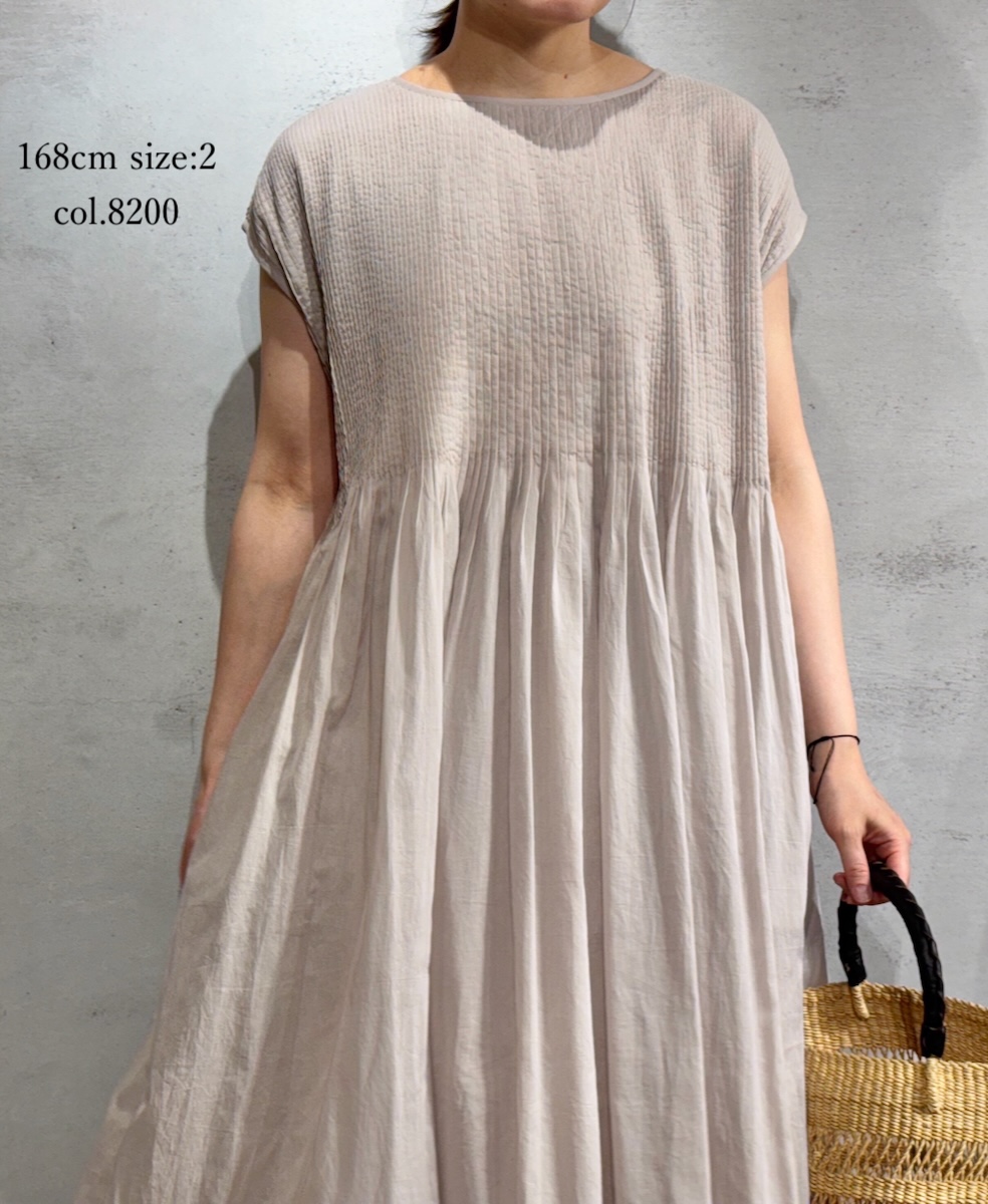 ●NMDS25312(ワンピース) 80s ORGANIC COTTON VOILE PLAIN MINI PINTUCK F/SL DRESS WITH LINING