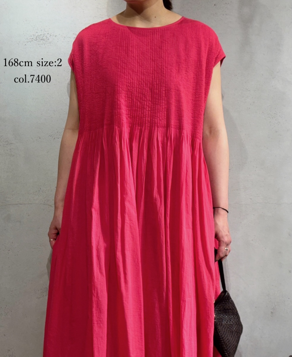 ●NMDS25312(ワンピース) 80s ORGANIC COTTON VOILE PLAIN MINI PINTUCK F/SL DRESS WITH LINING