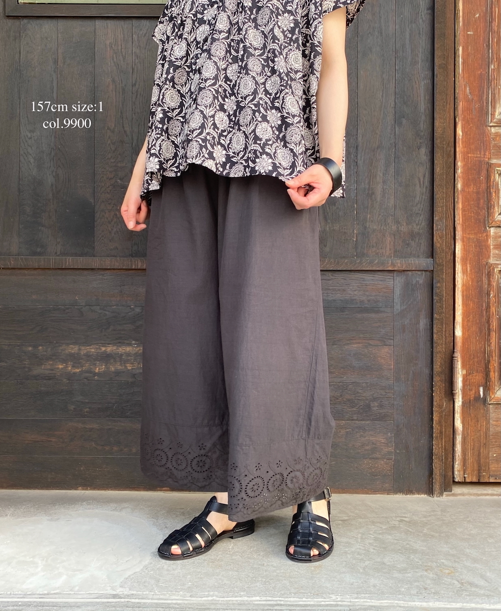 ●INSL23224 (パンツ) 80s VOILE PLAIN WITH CUT WORK LACE EASY PANTS