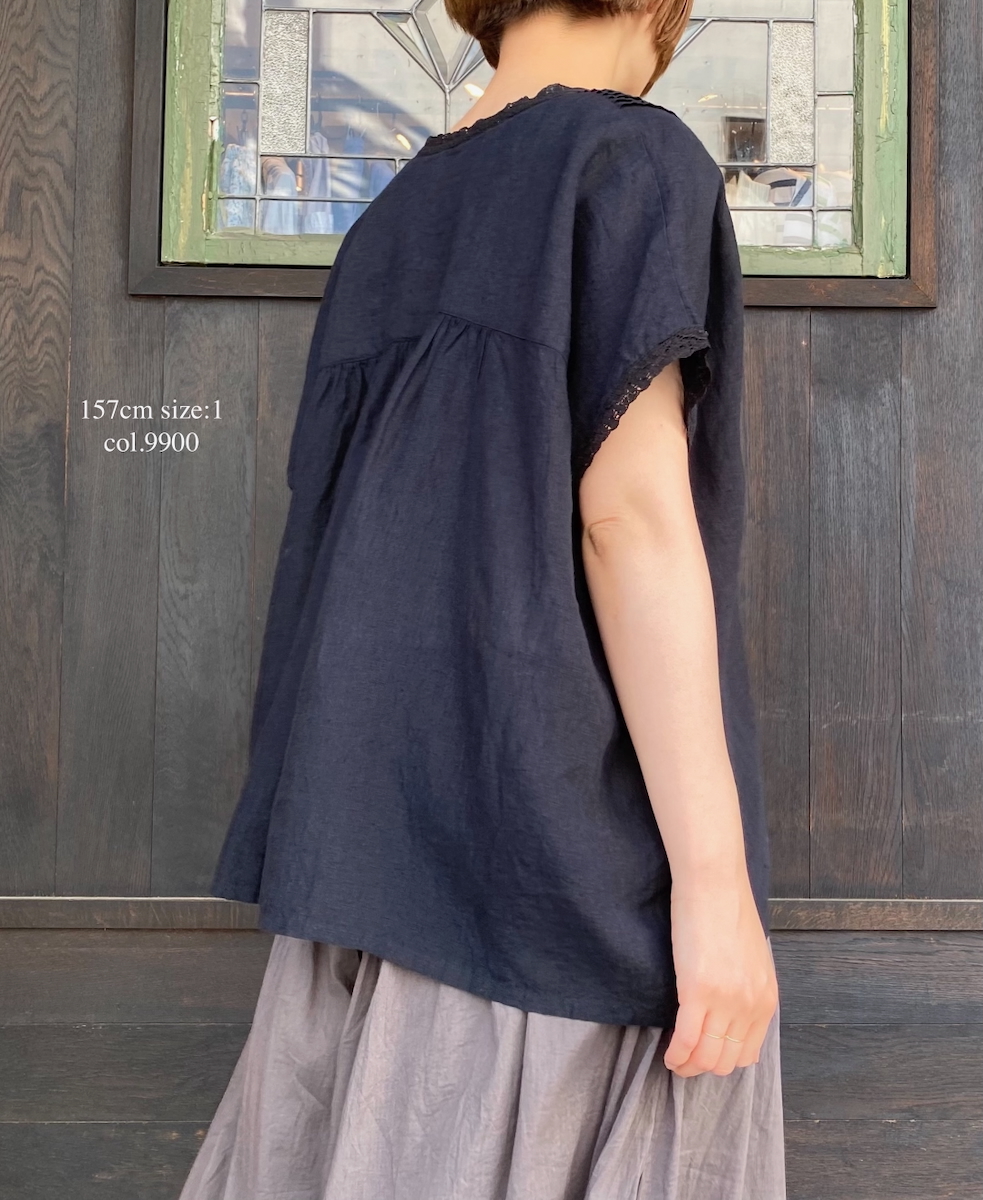 INSL25201(プルオーバー) 60s LINEN PLAIN FRENCH/SL V-NECK PULLOVER WITH PINTUCK
