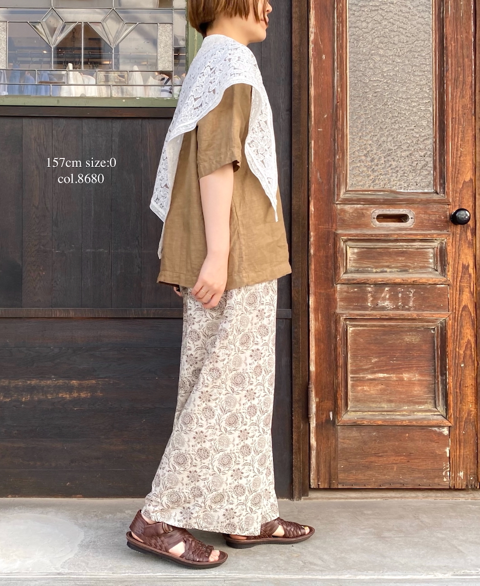 ●NAM1631LP (シャツ) LINEN PLAIN BOAT NECK S/SL SHIRT