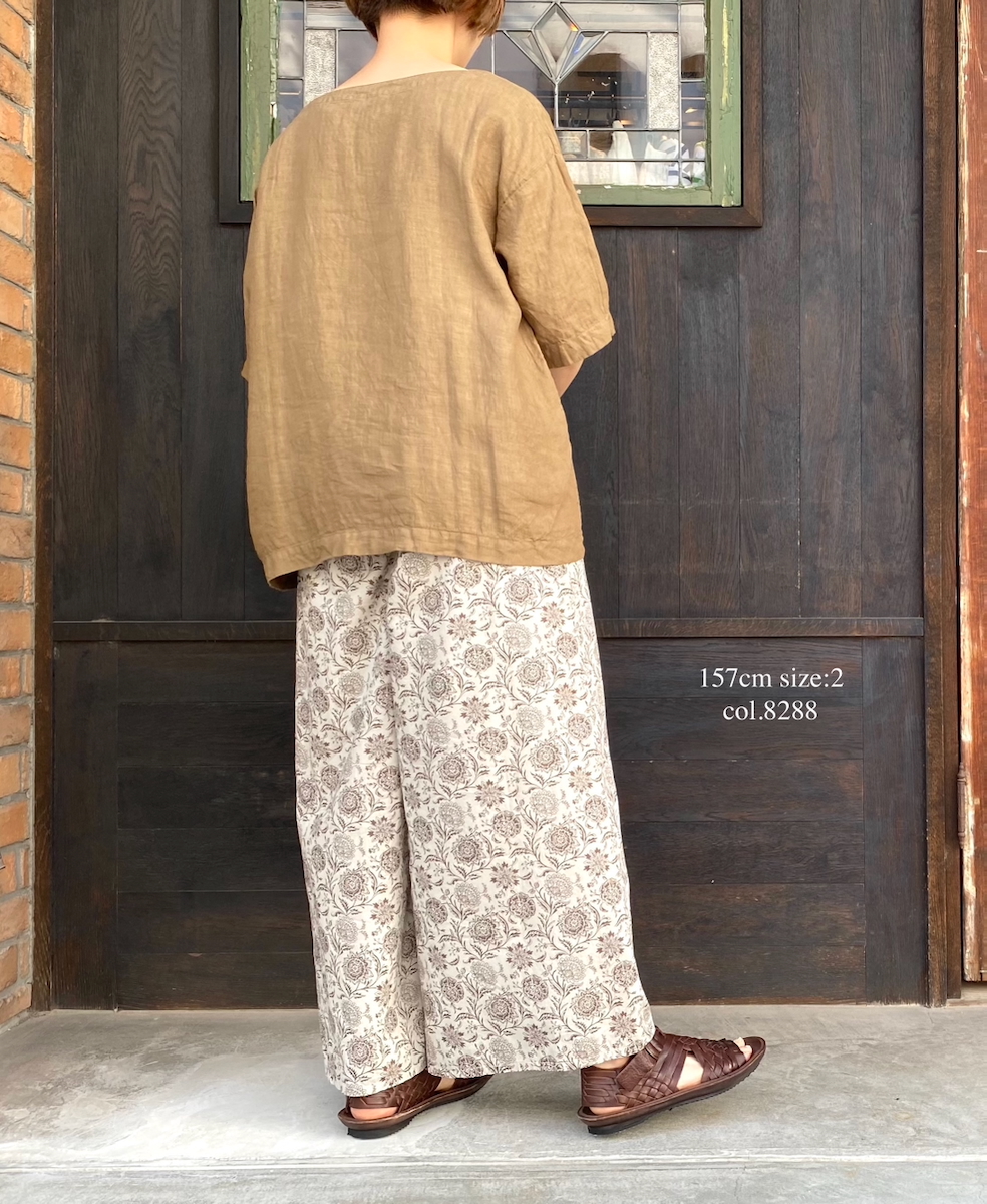 ●NSL25086(パンツ) 80s VOILE TWO TONE FLOWER PRINT WIDE EASY PANTS