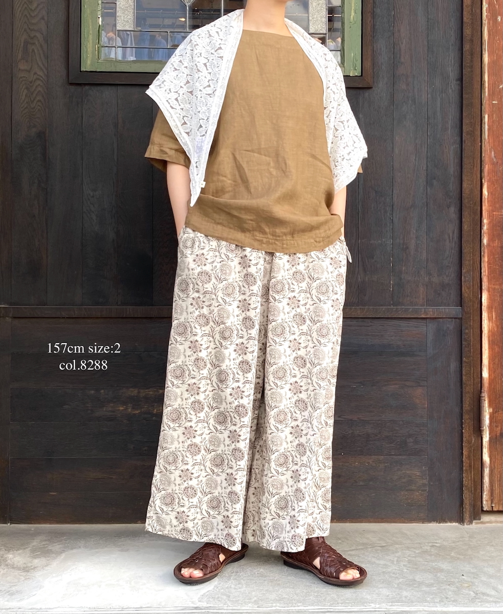 ●NSL25086(パンツ) 80s VOILE TWO TONE FLOWER PRINT WIDE EASY PANTS