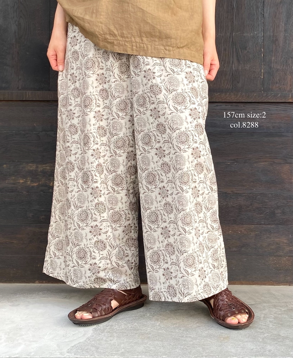●NSL25086(パンツ) 80s VOILE TWO TONE FLOWER PRINT WIDE EASY PANTS