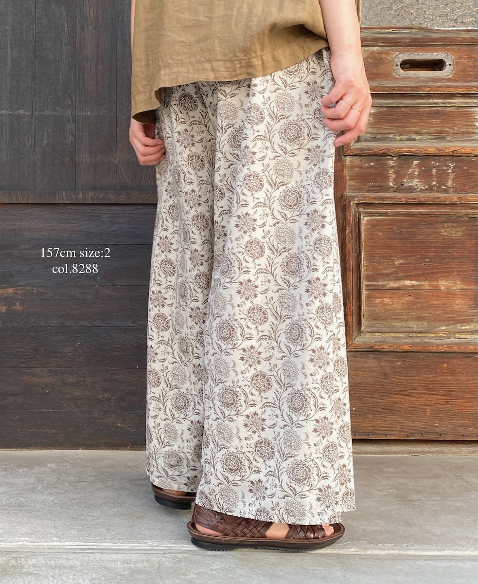●NSL25086(パンツ) 80s VOILE TWO TONE FLOWER PRINT WIDE EASY PANTS