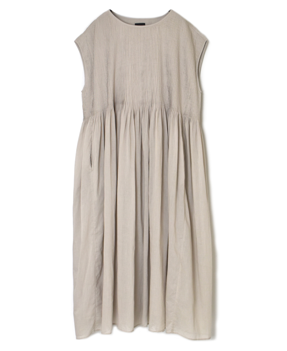 ●NMDS25312(ワンピース) 80s ORGANIC COTTON VOILE PLAIN MINI PINTUCK F/SL DRESS WITH LINING