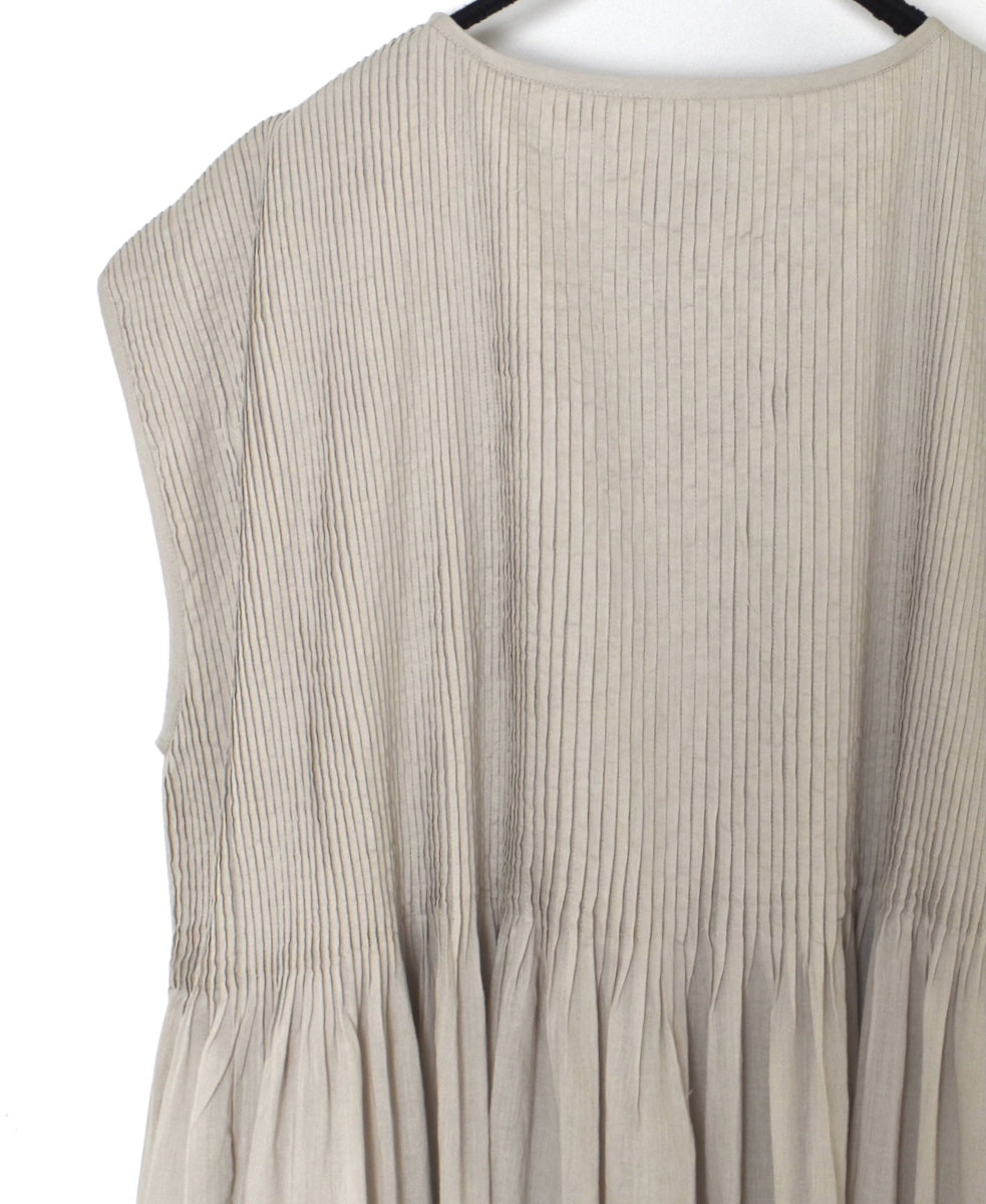 ●NMDS25312(ワンピース) 80s ORGANIC COTTON VOILE PLAIN MINI PINTUCK F/SL DRESS WITH LINING