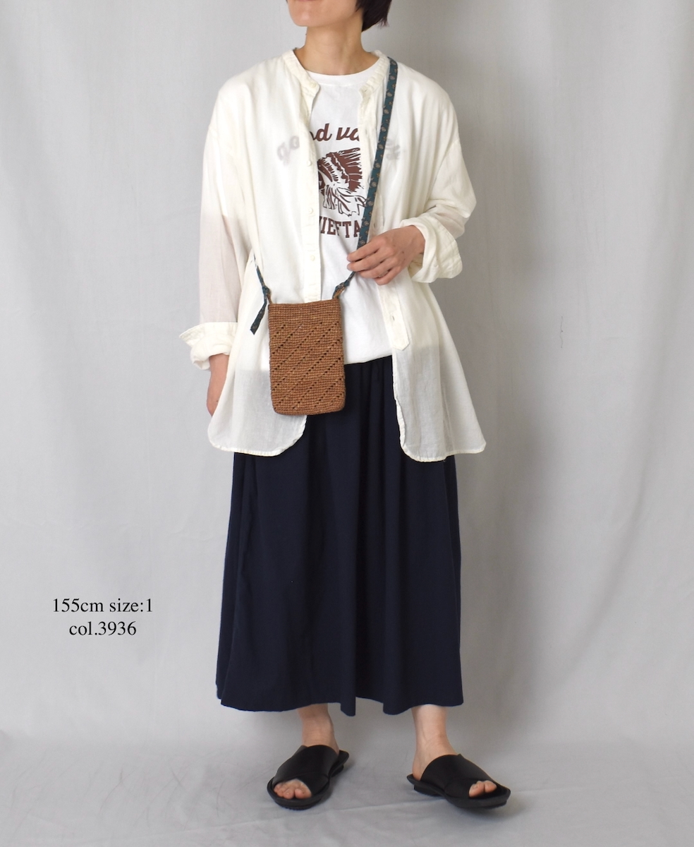 INAM2504GSD(スカート) SINGLE GAUZE STRIPE OVERDYE EASY GATHERED SKIRT