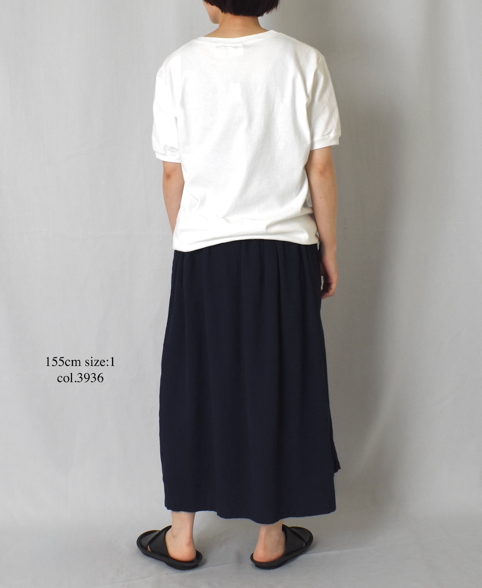 INAM2504GSD(スカート) SINGLE GAUZE STRIPE OVERDYE EASY GATHERED SKIRT