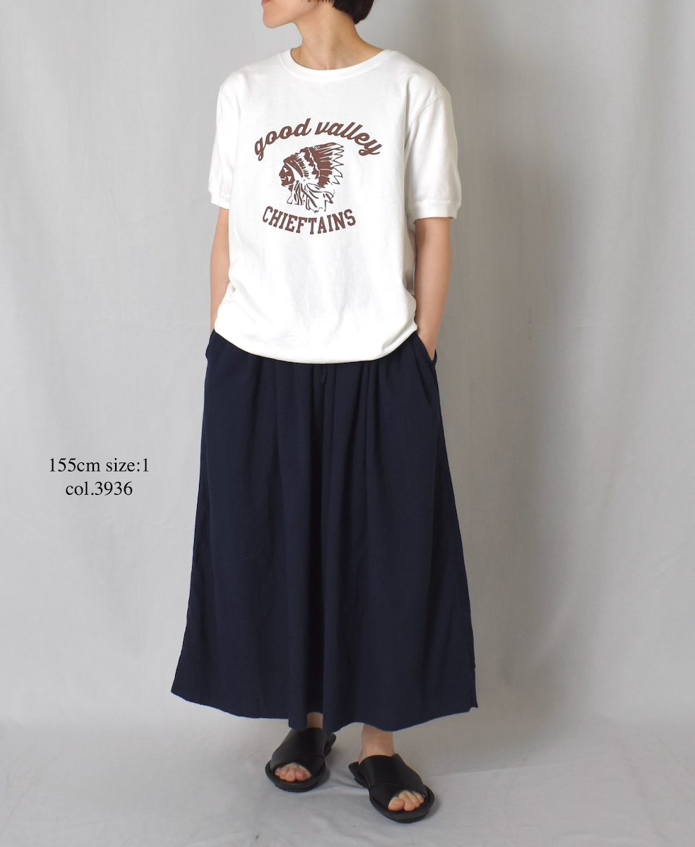 INAM2504GSD(スカート) SINGLE GAUZE STRIPE OVERDYE EASY GATHERED SKIRT