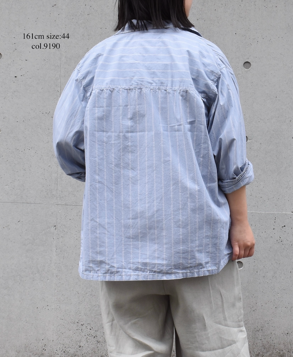 INHT2512STD(シャツ) COTTON STRIPE OVERDYE ONE-UP COLLAR SHIRT