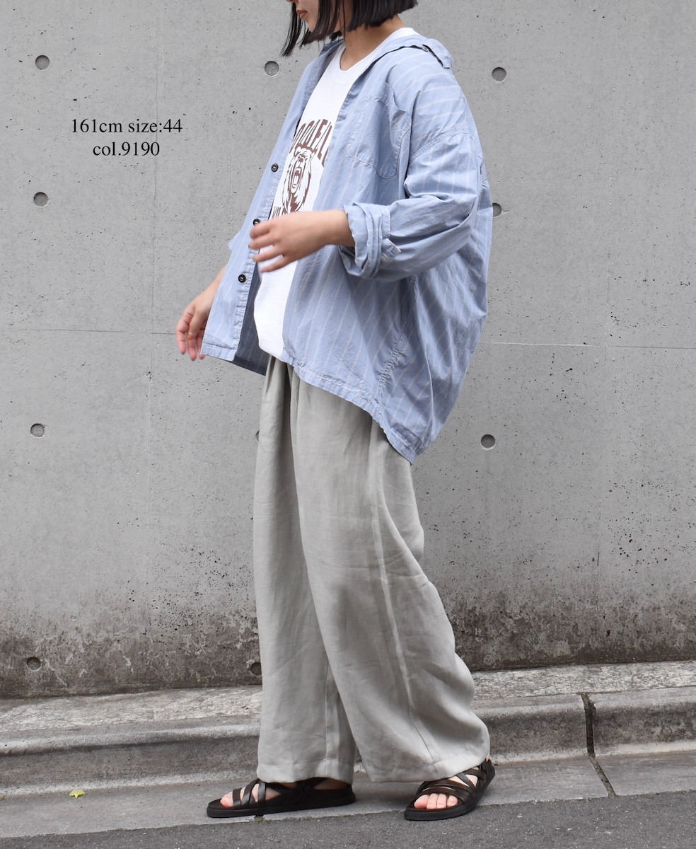 INHT2512STD(シャツ) COTTON STRIPE OVERDYE ONE-UP COLLAR SHIRT