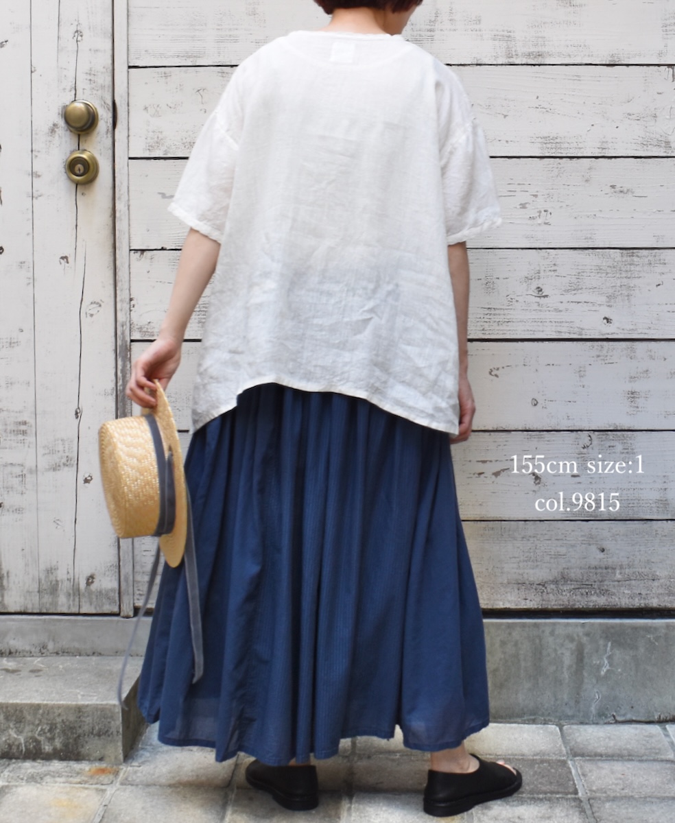 NMDS25236D(スカート) COTTON&LINEN PATCHWORK(OVERDYE) RAJASTHAN TUCK GATHERED SKIRT