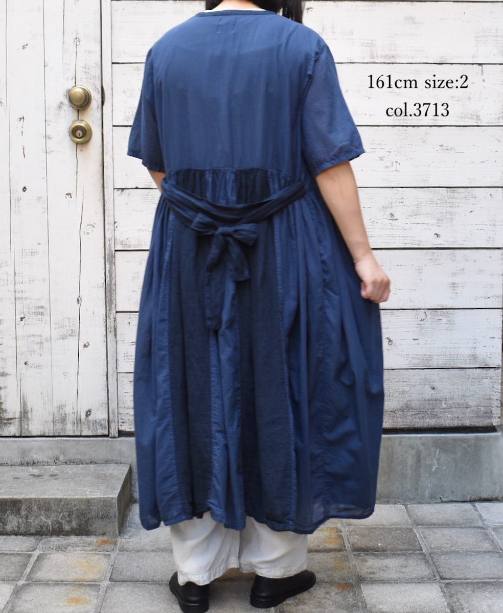 NMDS25233D(ワンピース) COTTON&LINEN PATCHWORK(OVERDYE) GATHERED WRAP DRESS