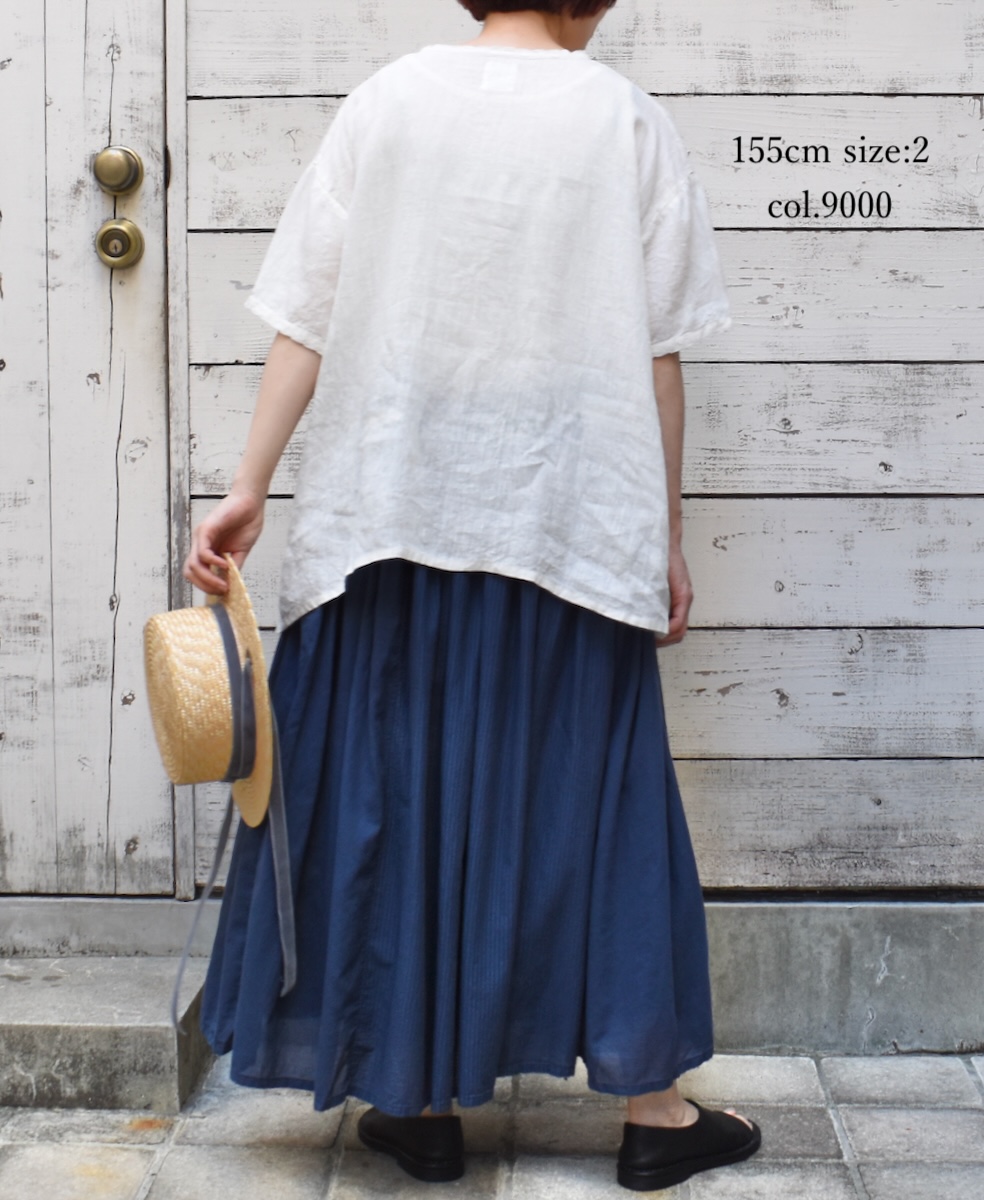 NMDS25243(プルオーバー) 80s POWER LOOM LINEN PLAIN V-NECK LACE S/SL PULLOVER
