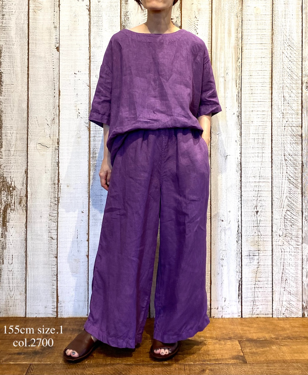 ●NAM1631LP (シャツ) LINEN PLAIN BOAT NECK S/SL SHIRT