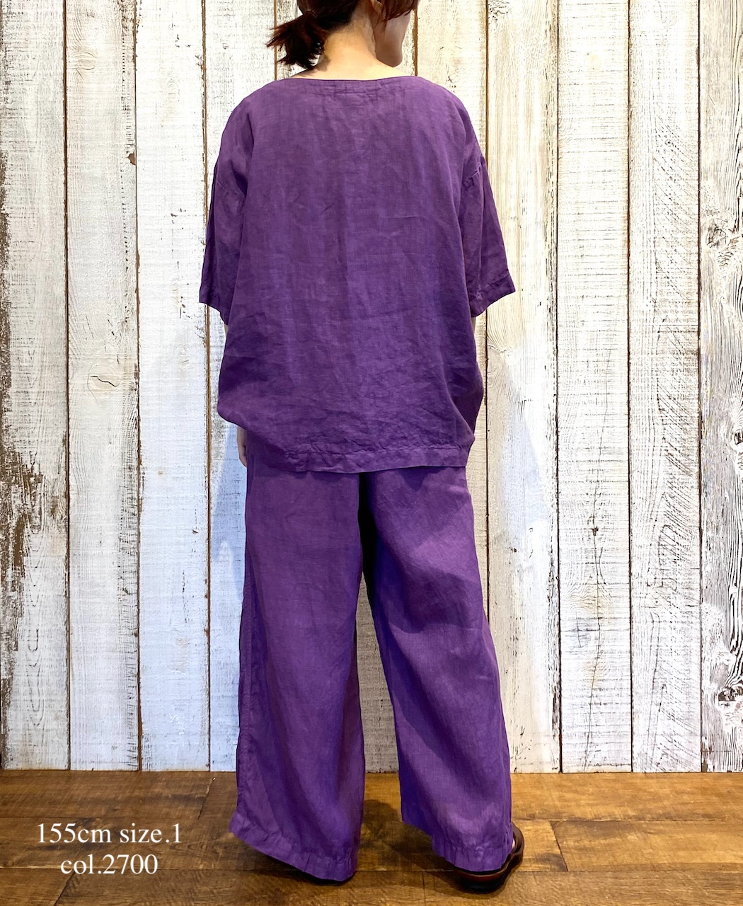 ●NAM1631LP (シャツ) LINEN PLAIN BOAT NECK S/SL SHIRT