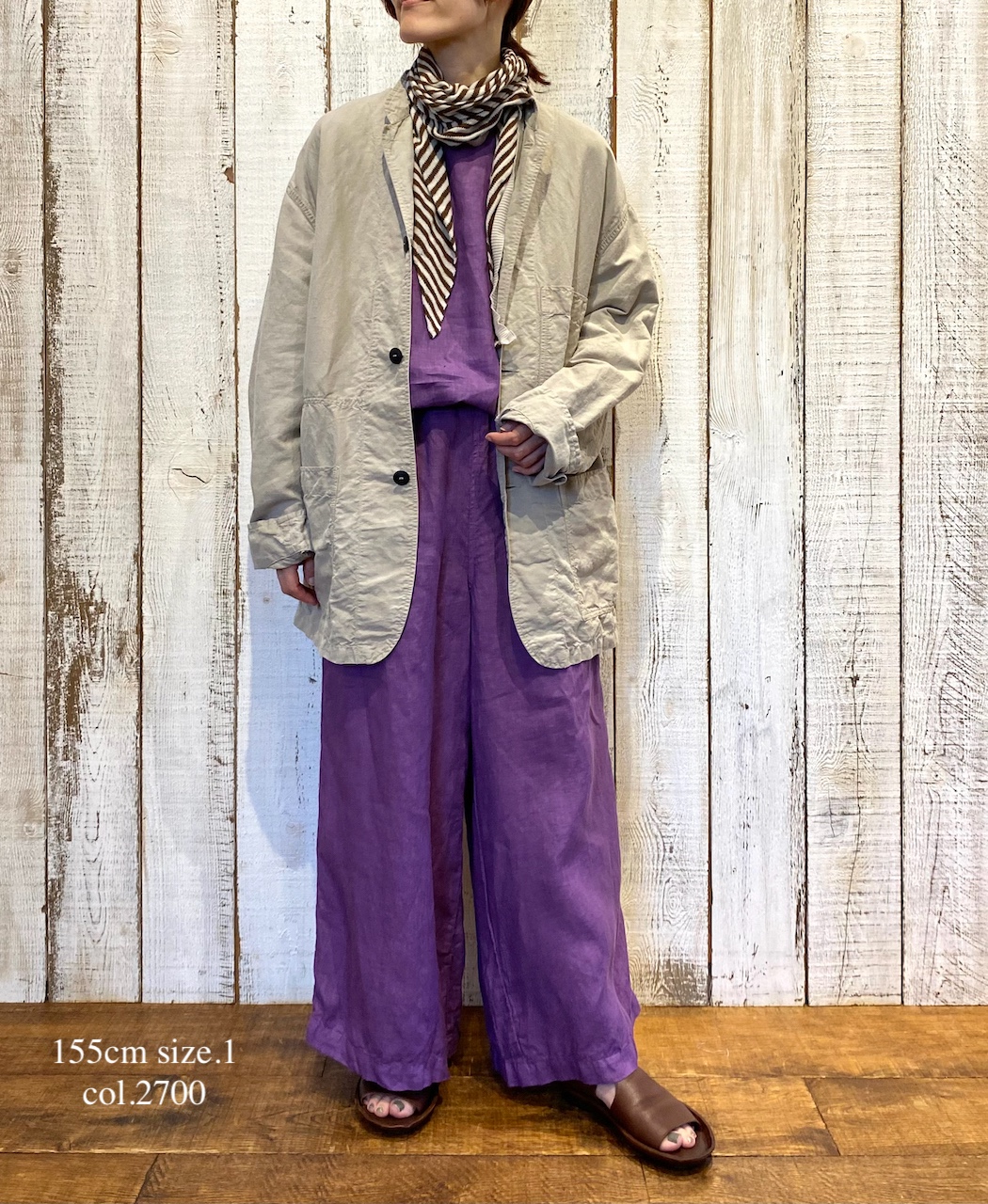 ●NAM1631LP (シャツ) LINEN PLAIN BOAT NECK S/SL SHIRT