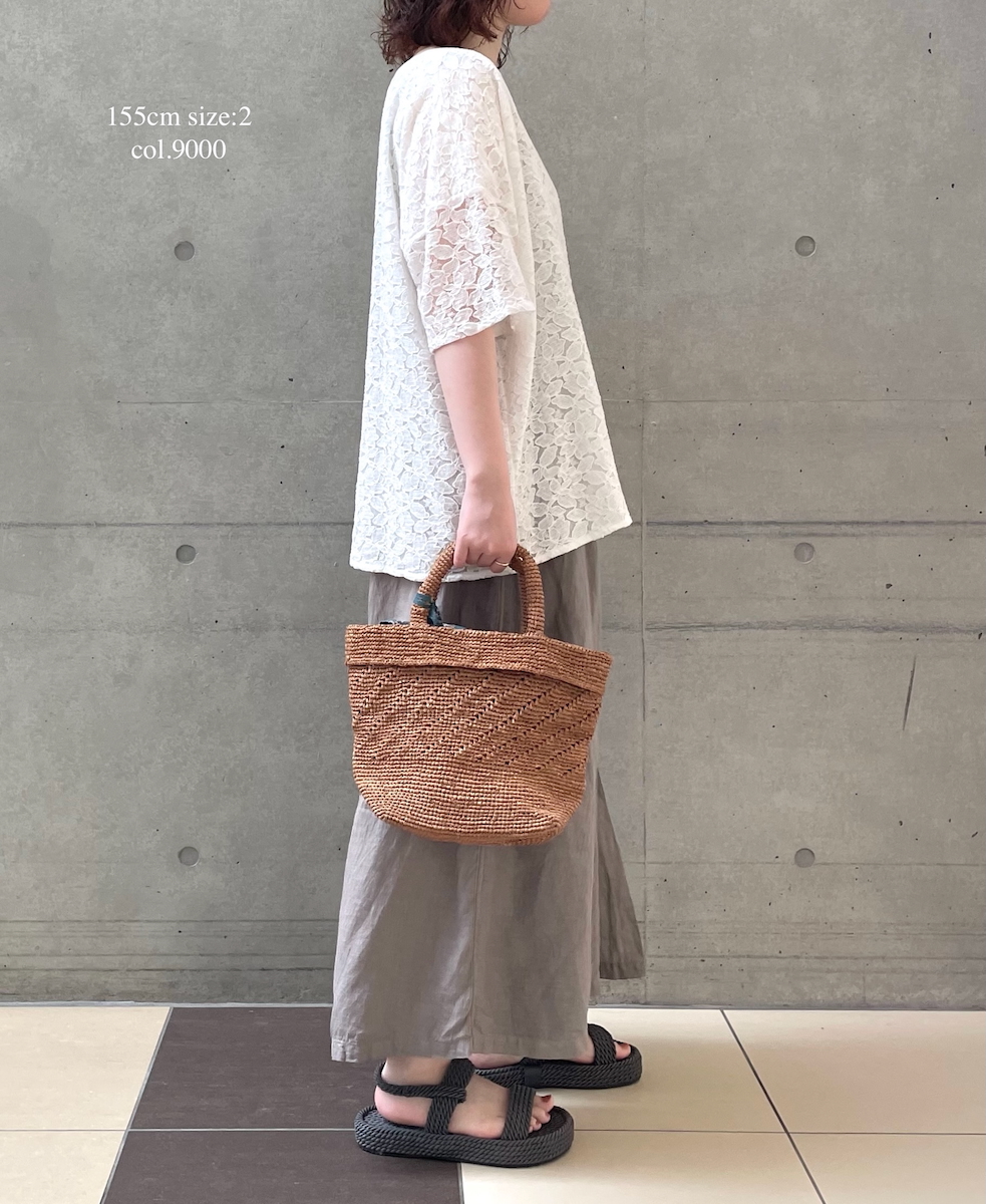 NSL25051(スモック) VOILE TULLE LACE S/SL SMOCK WITH COTTON VOILE