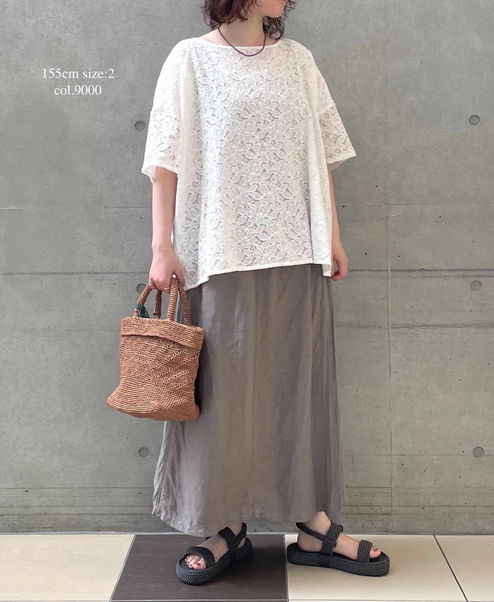 NSL25051(スモック) VOILE TULLE LACE S/SL SMOCK WITH COTTON VOILE