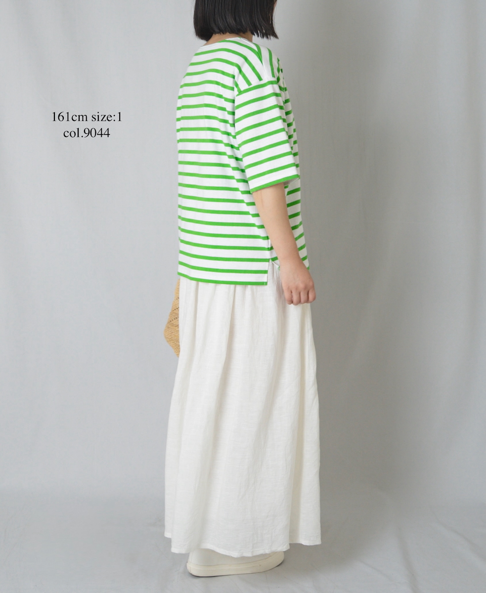NLA2501(Tシャツ) REGULAR STRIPE DROP SHOULDER SHORT SLEEVE BASQUE SHIRT