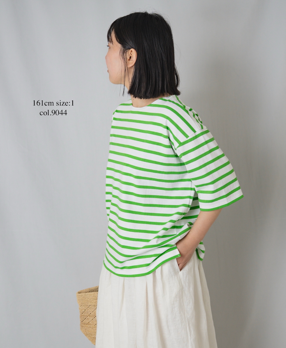 NLA2501(Tシャツ) REGULAR STRIPE DROP SHOULDER SHORT SLEEVE BASQUE SHIRT