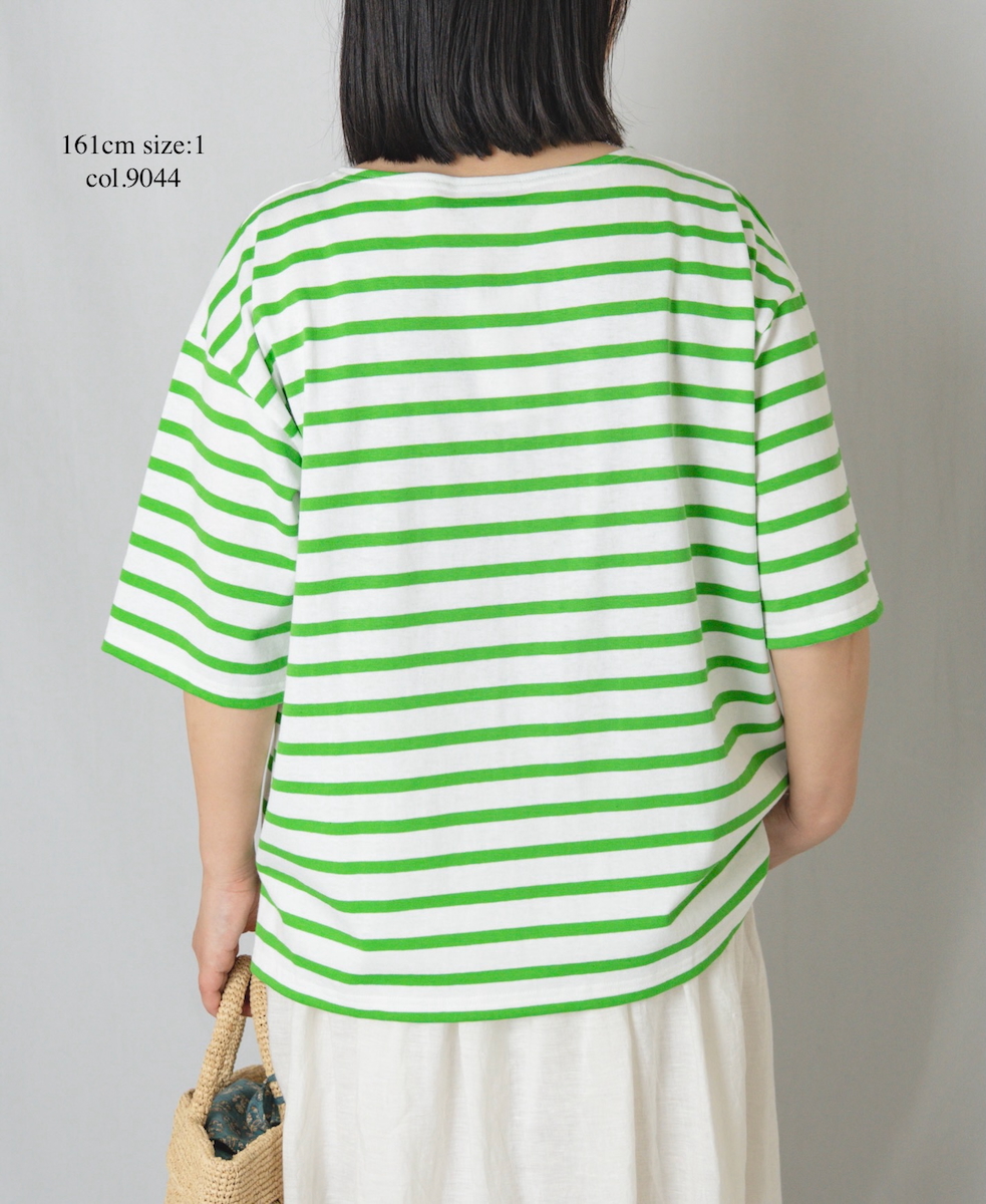 NLA2501(Tシャツ) REGULAR STRIPE DROP SHOULDER SHORT SLEEVE BASQUE SHIRT
