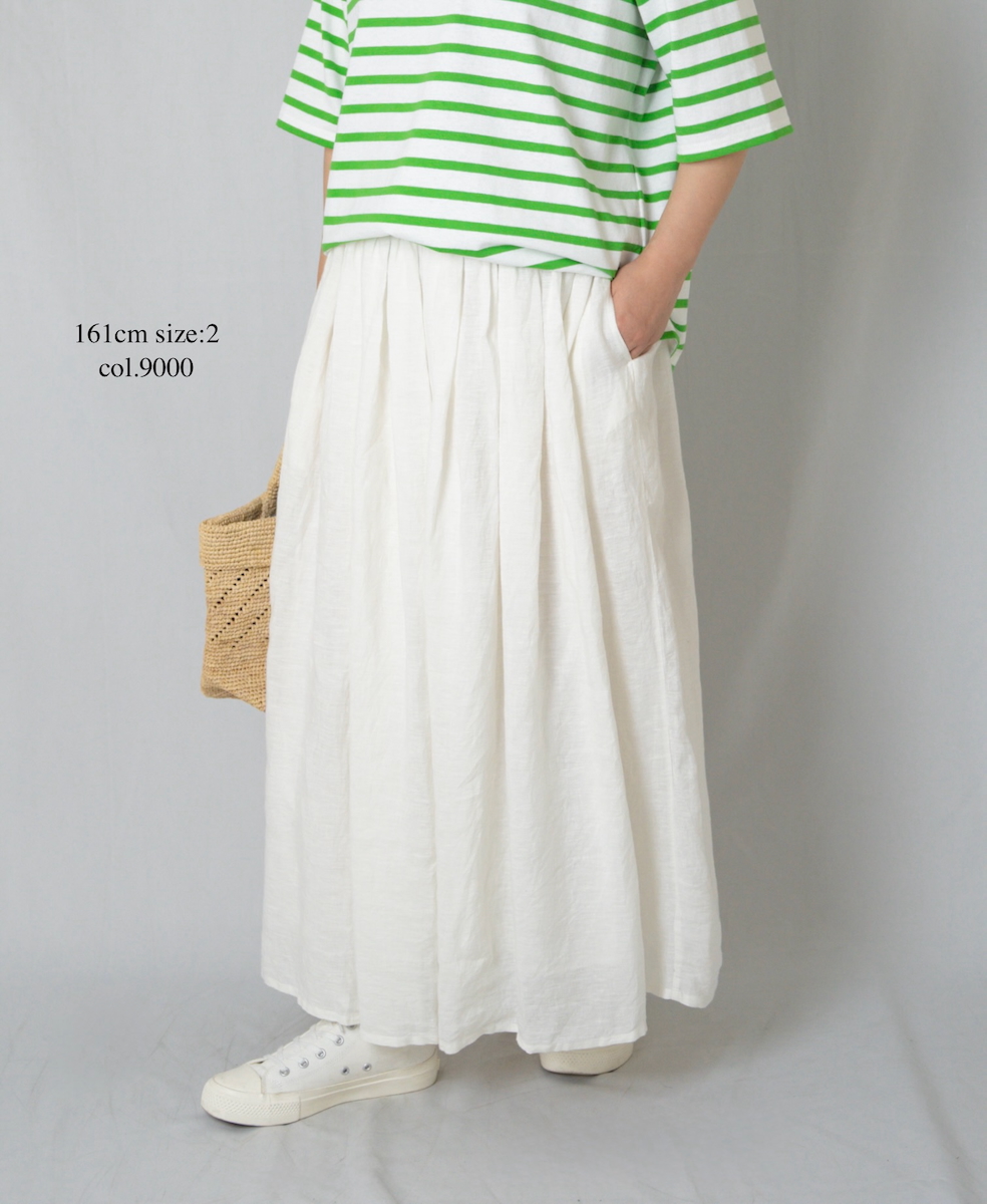 NMDS25245(スカート) 80s POWER LOOM LINEN PLAIN GATHERED SKIRT WITH LINING