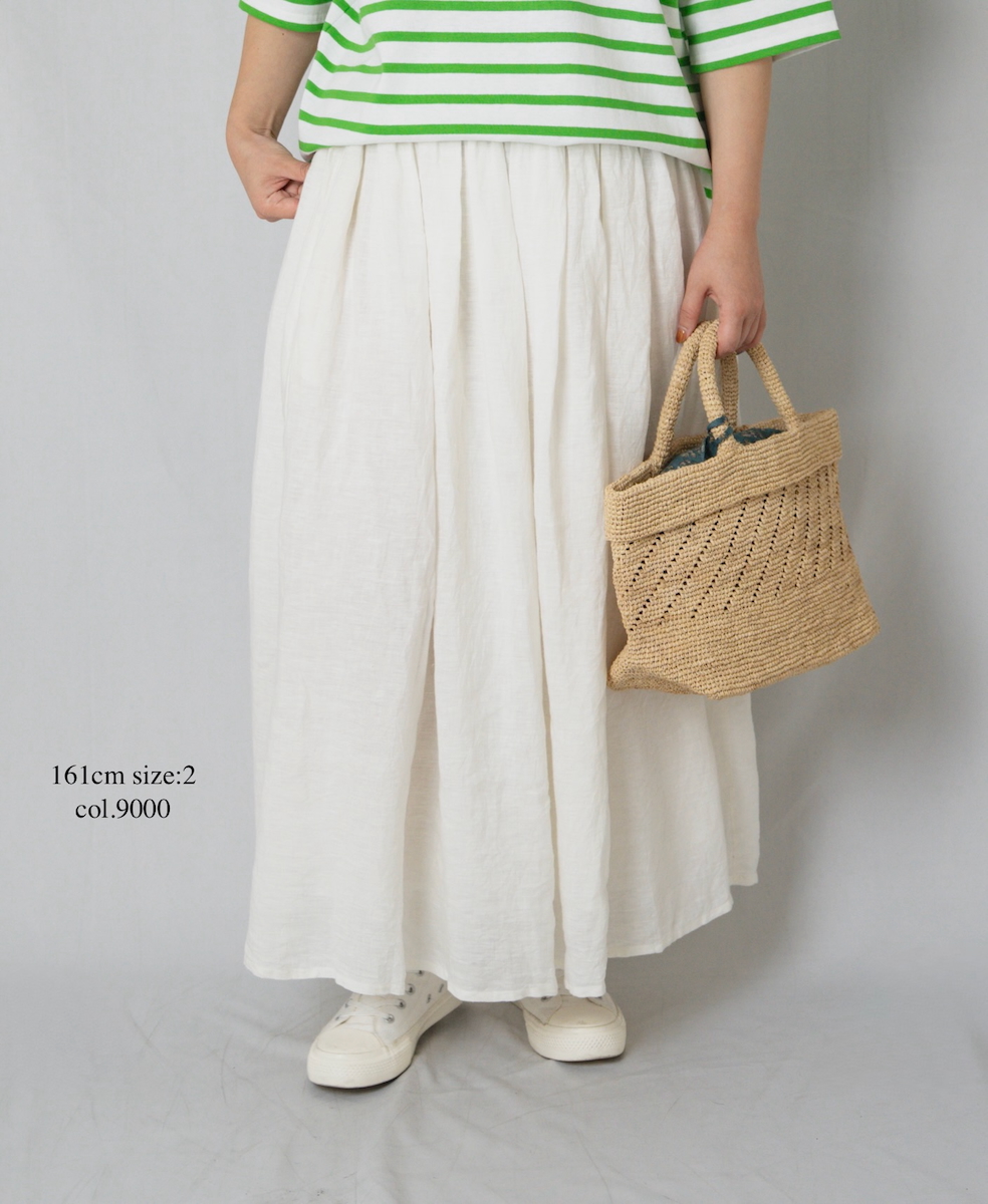 NMDS25245(スカート) 80s POWER LOOM LINEN PLAIN GATHERED SKIRT WITH LINING