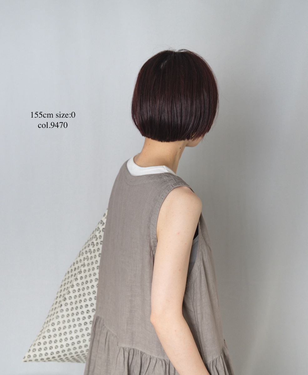 NAM1633LP (ワンピース) LINEN PLAIN (OVERDYE) BOAT NECK NO/SL ONE-PIECE
