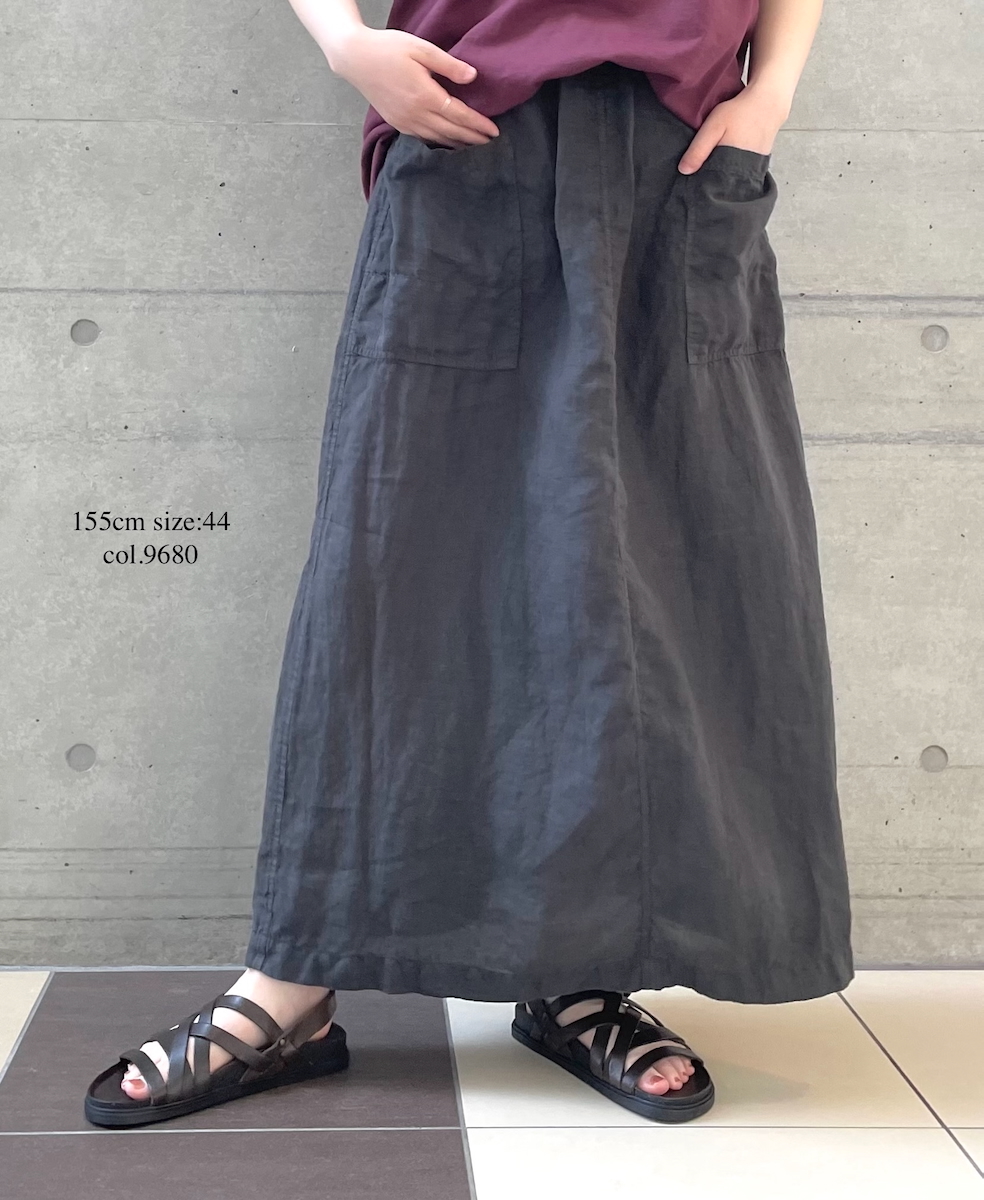 LNHT2531L(スカート) LINEN PLAIN OVERDYE EASY SKIRT