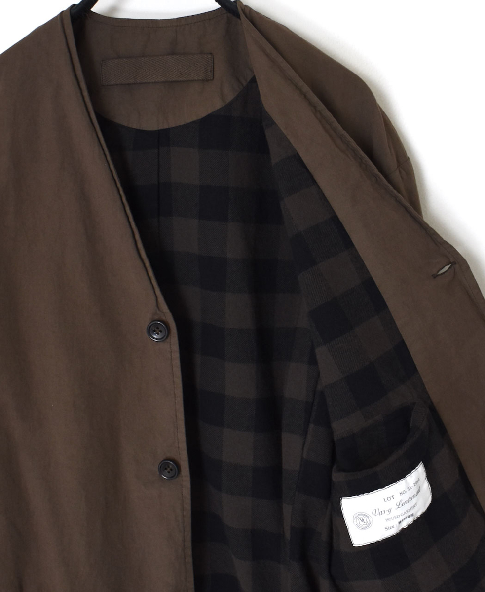 NVL2591D(ジャケット) 40s ORGANIC POPLIN (OVERDYE) SIDE VENTS V-NECK JACKET