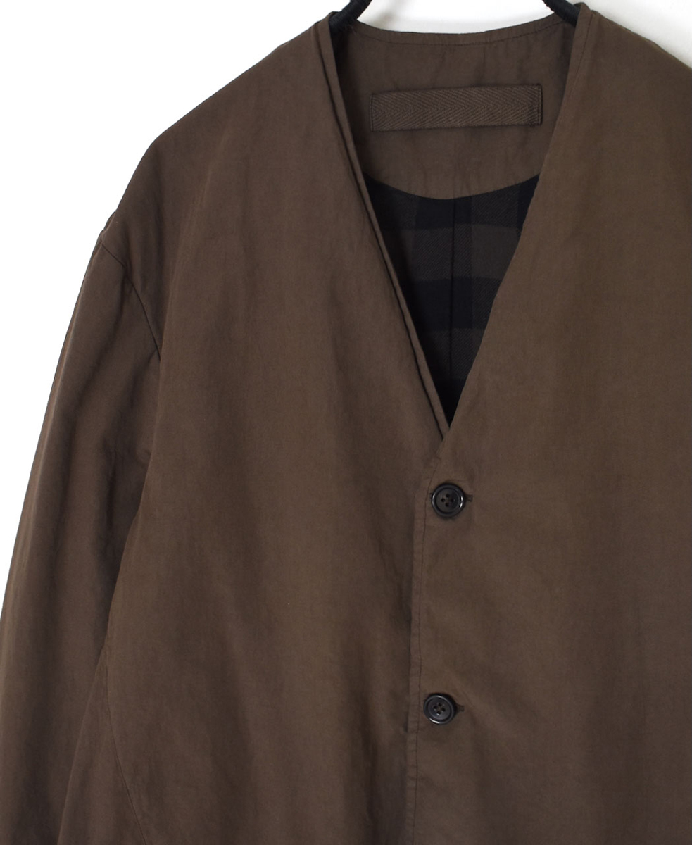 NVL2591D(ジャケット) 40s ORGANIC POPLIN (OVERDYE) SIDE VENTS V-NECK JACKET