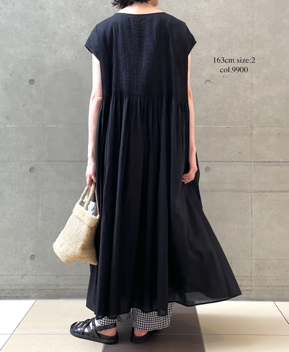 ●NMDS25312(ワンピース) 80s ORGANIC COTTON VOILE PLAIN MINI PINTUCK F/SL DRESS WITH LINING