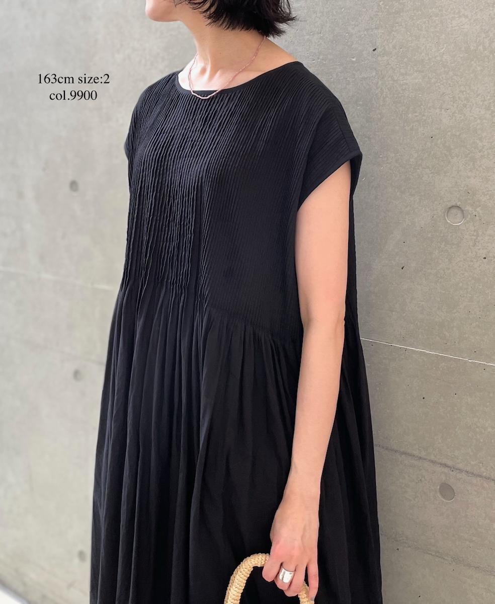 ●NMDS25312(ワンピース) 80s ORGANIC COTTON VOILE PLAIN MINI PINTUCK F/SL DRESS WITH LINING