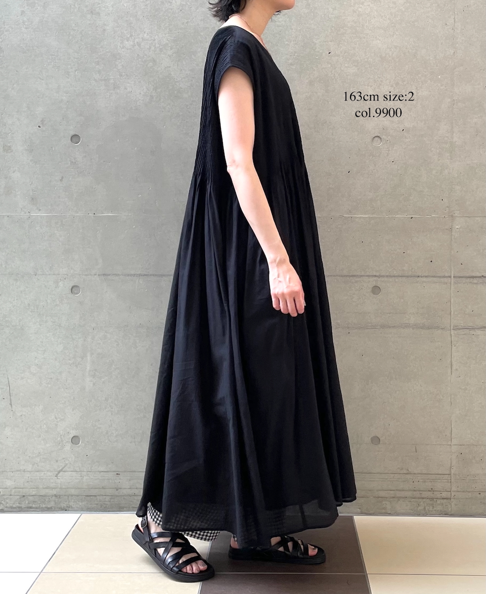 ●NMDS25312(ワンピース) 80s ORGANIC COTTON VOILE PLAIN MINI PINTUCK F/SL DRESS WITH LINING
