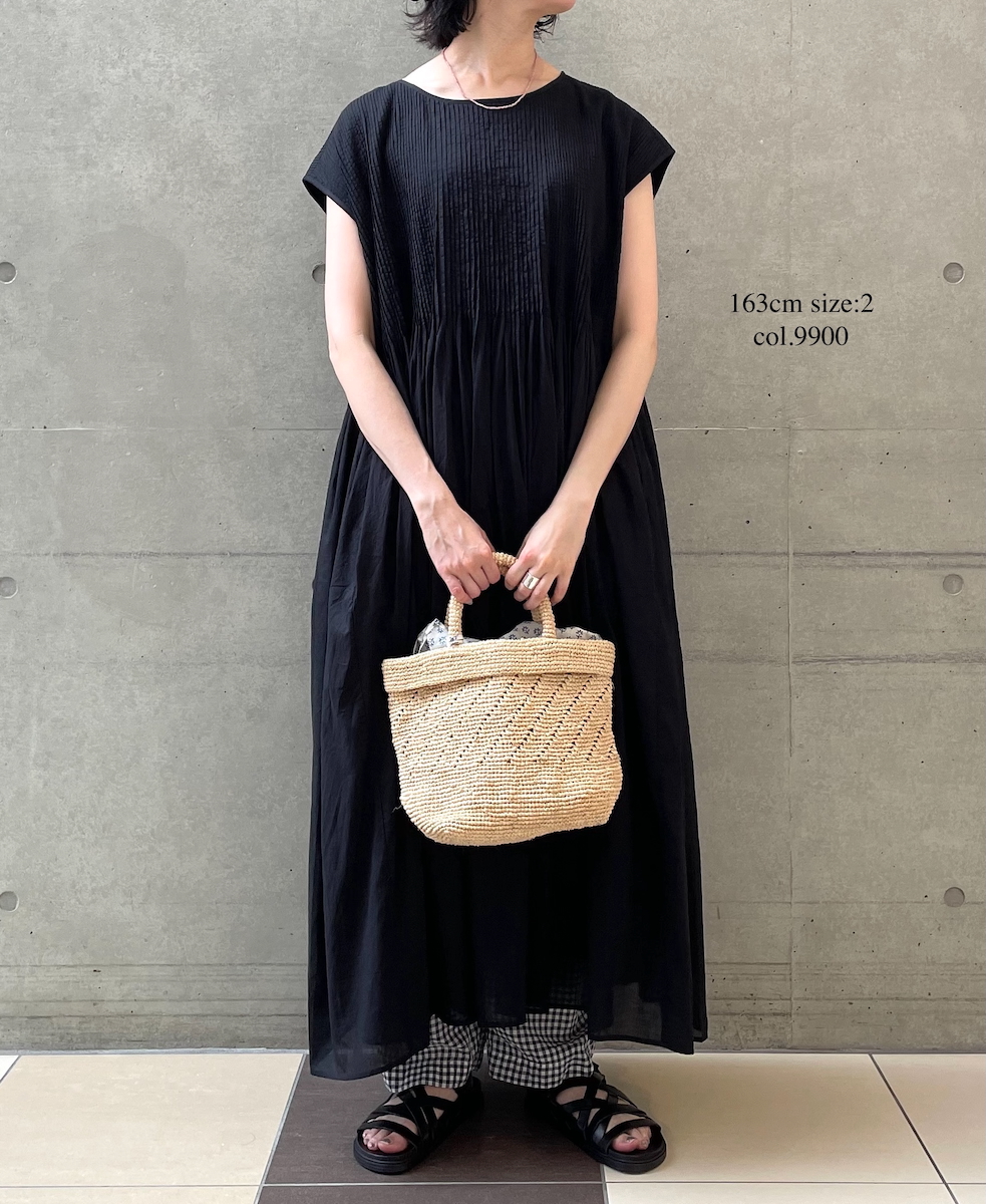 ●NMDS25312(ワンピース) 80s ORGANIC COTTON VOILE PLAIN MINI PINTUCK F/SL DRESS WITH LINING