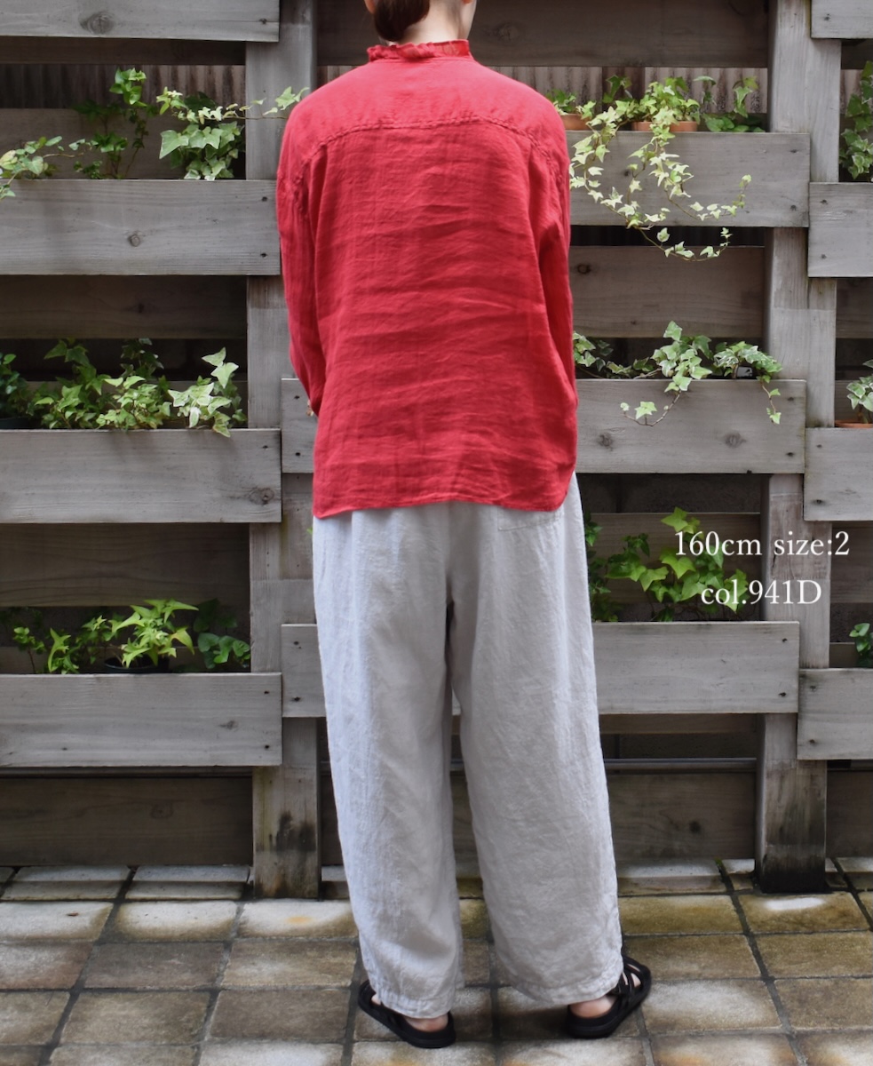 IMDSH2101LPD (パンツ) 60s LINEN PLAIN (OVERDYE) EASY CROPPED PANTS