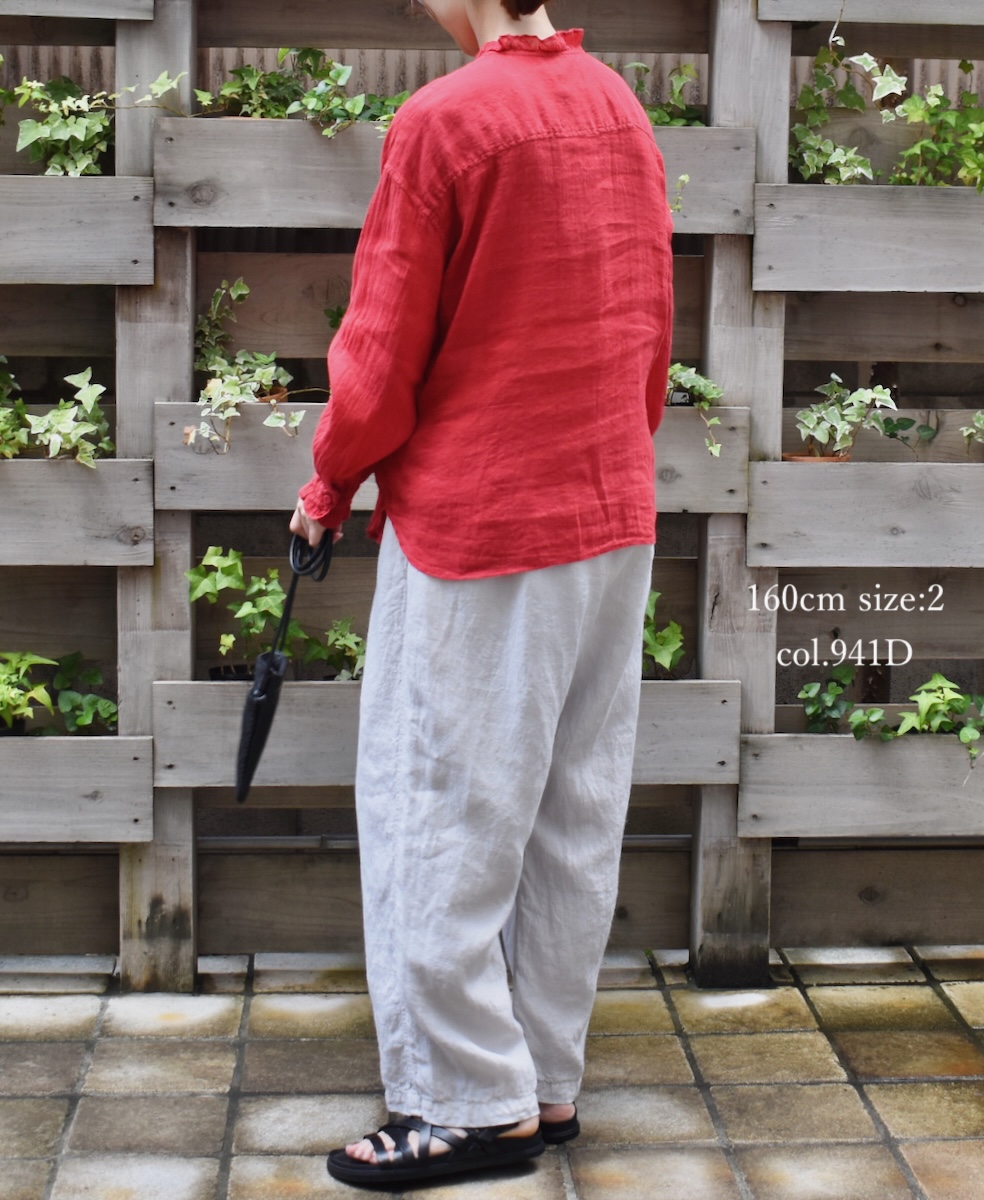 IMDSH2101LPD (パンツ) 60s LINEN PLAIN (OVERDYE) EASY CROPPED PANTS