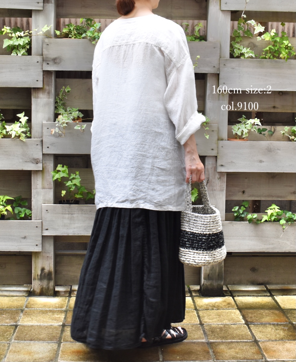 IMDSH2502HLD(シャツ) HANDWOVEN LINEN PLAIN(OVERDYE) MDS 3/4SL PULLOVER SHIRT