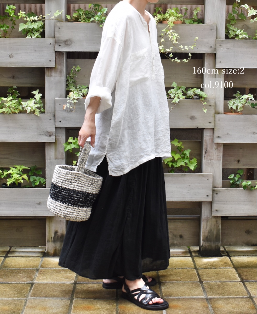 IMDSH2502HLD(シャツ) HANDWOVEN LINEN PLAIN(OVERDYE) MDS 3/4SL PULLOVER SHIRT