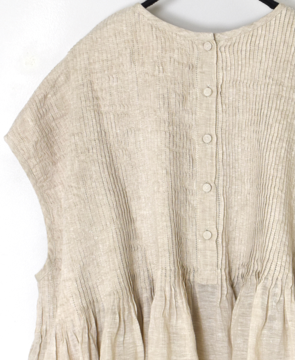 ●INMDS25131(シャツ) HANDWOVEN LINEN PLAIN WITH SELVAGE FRENCH/SL SHIRT WITH PINTUCK