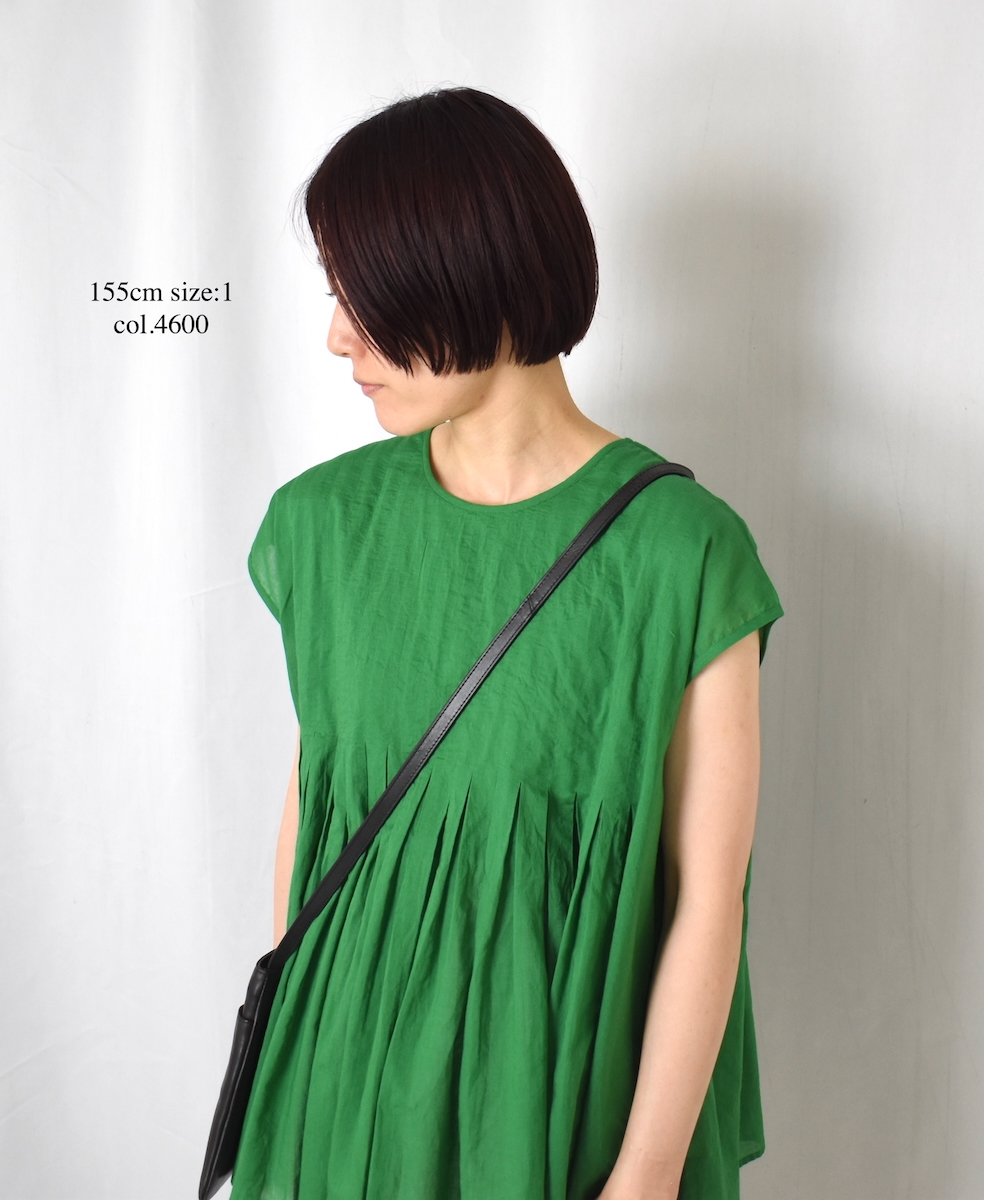 NMDS25222(シャツ) 80s ORGANIC VOILE PLAIN CREW-NECK F/SLEEVE SHIRT WITH INVERTED PLEAT