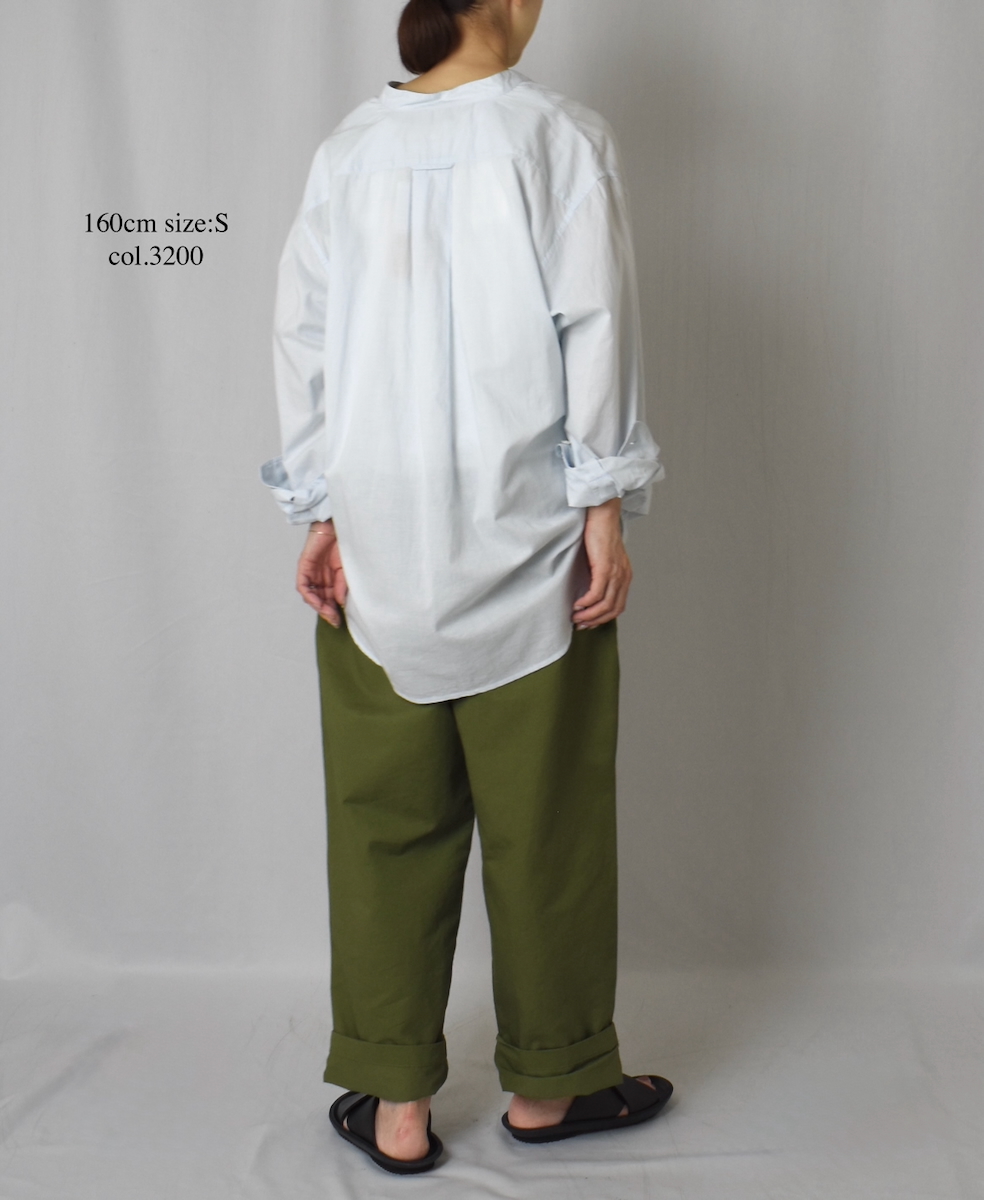 NVL2531CB(シャツ) 60s ORGANIC CAMBRIC BANDED COLLAR L/SL OVERSIZED SHIRT